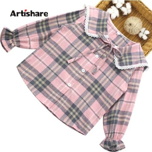 Big Girls Blouse Plaid Pattern Blouse Girl Spring Autumn Childrens Shirts For Girls Casual Style School Uniform For Girls 6 8 1