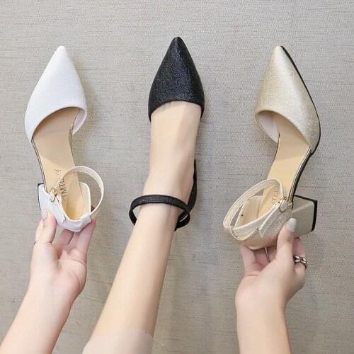 Closed Toe Sandals 2021 Summer Large Size Sale Of Womens Shoes Buckle Strap Clear Heels Suit Female Beige Big New Low Fashion H