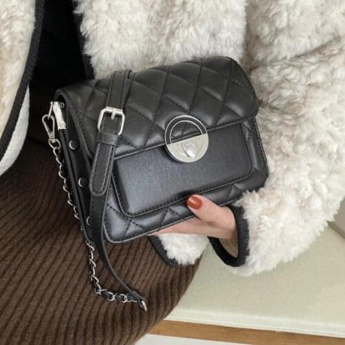 Chain Brand Designer PU Leather Flap Crossbody Bags for Women 2021 Simple Fashion Shoulder Bag Lady Luxury Handbags
