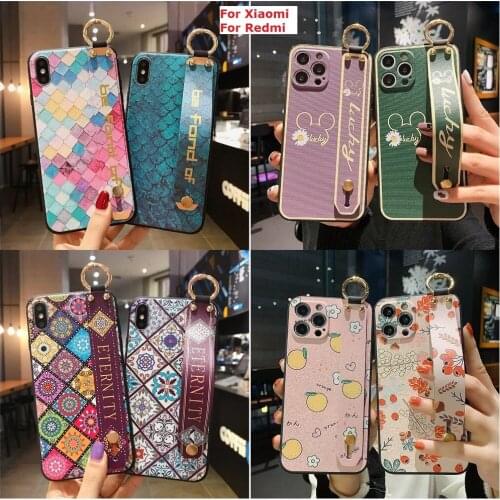 Sumkeymi Wrist Strap Phone Case For Redmi K20 Pro Ultra K40 Pro Xiaomi POCO X3 NFC A3 Lite Cute Grid Soft TPU Silicone Cover