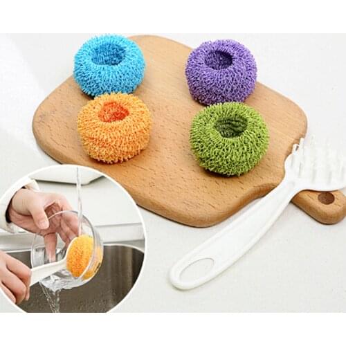Pure Fiber Dish Scrubber Scouring Pads Colorful No Odor Cleaning Ball For Home Kitchen Pot Pan Dish Wash Cleaning
