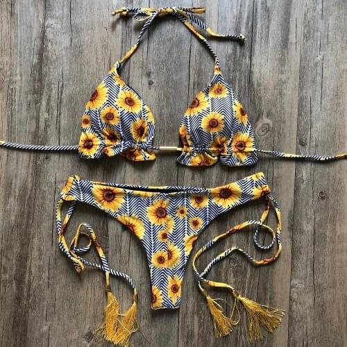 Floral Print Swimsuit Women Biquini Sexy Bandeau Bikinis Pleats Bikini Set Bathing Suit Women Beachwear Bikini 2021 Swimwear