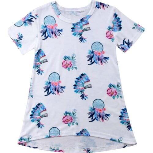 Toddler Baby Girls Feather Prints Dress Kids Casual Dresses Outfit Sundress Size 1-5Y Baby Clothes