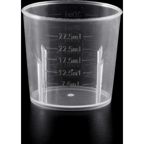 10Pcs Laboratory Bottle Lab Test Measuring 30ml Container Cups with Cap Plastic Liquid Measuring Cups B36C