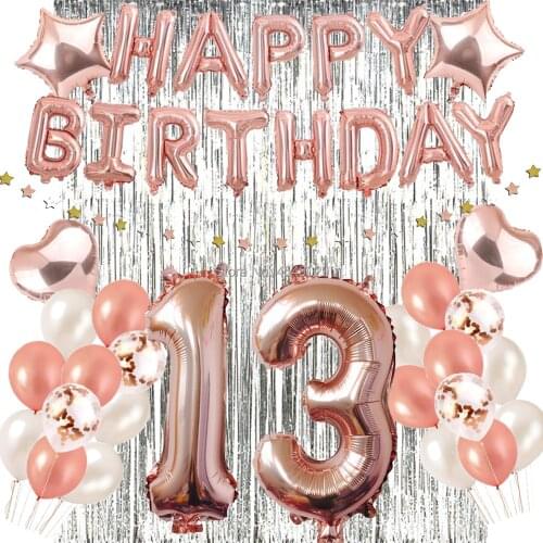 1st 30th 40th 50th 60th Birthday Decorations Party Favor Supplies Rose gold Confetti Balloons Silver Foil Curtain Backdrop Props