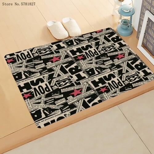Newspaper Small Door Mat Eiffel Tower Doormat Kitchen Doorway Carpet For Living Room Floor Rug For Bedroom Mat Decoration