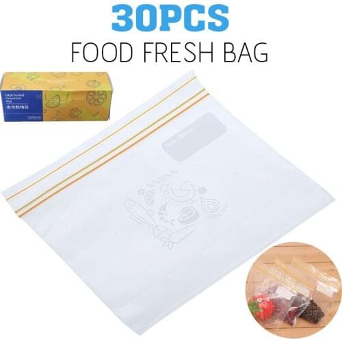 30pcs Leak Proof Organizer Bag Freezer Reusable Food Fresh Storage Bags Food Fresh-keeping Containers Microwave Heating Bag