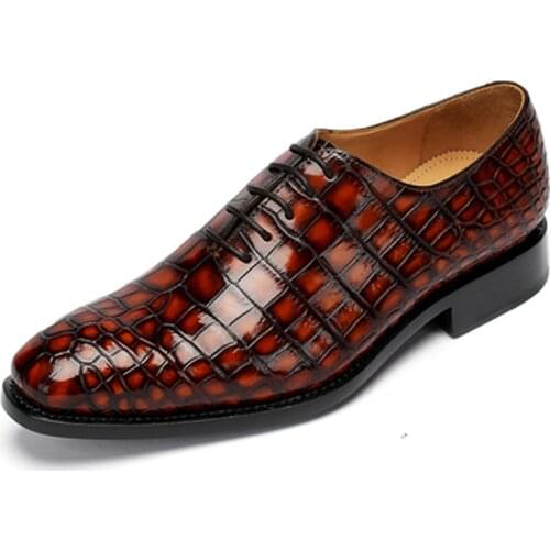 Hulangzhishi private ordering Python skin Men dress shoes Pure manual Color rubbing shoes With low lace-up Business shoes