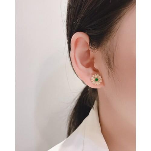 JL516 Fine Jewelry Solid 18k Gold Nature 0.26ct Green Emerald Earrings for Women Fine Jewelry Birthday Presents