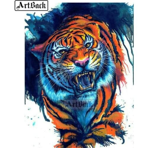 Full square drill new diamond painting tiger kit diamond embroidery 3d rhinestone mosaic cross stitch gift 20x25cm