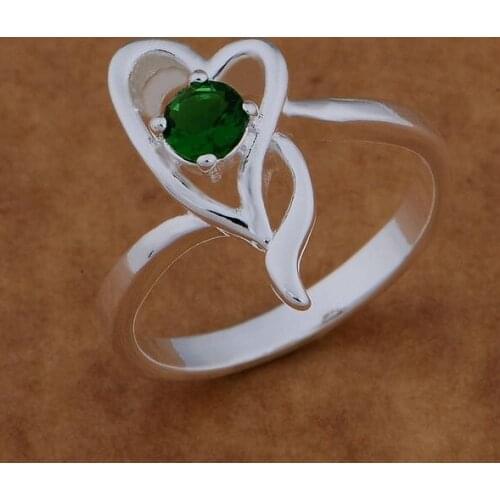 AR628 Trendy wholesale r ring, r fashion jewelry, heart inlaid green stone/elegant unsurpassed /baqajrxa baxajsea