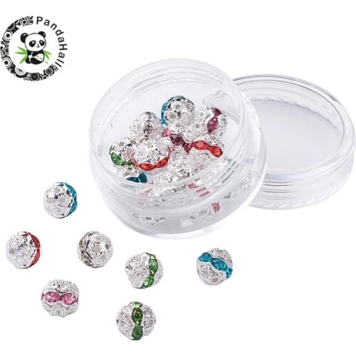 8mm Grade A Round Brass Rhinestone Beads for Jewelry Making DIY ,Hole: 1mm; 20pcs/box