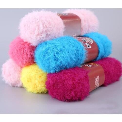 Hot 100g/ball Double-sided Long Hair Soft Mink Cashmere Hand Knitting Yarn 100% Nylon Faux Fur Coral Velvet Crochet Thread FZ16