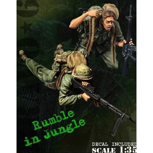 1:35 scale Vietnam War US Army Battlefield Rumble in jungle 2 People miniatures Resin Model Kit Free Shipping