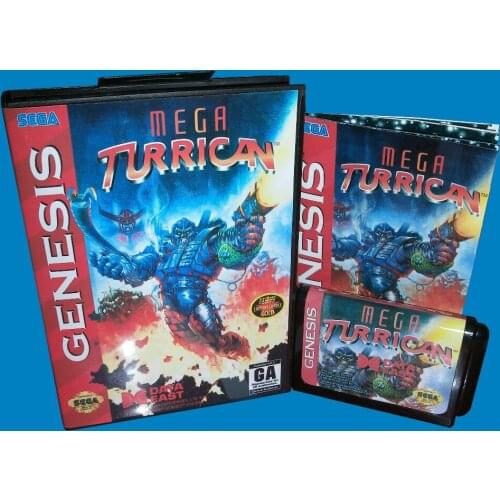 Mega Turrican With Box And Manual 16bit MD Game Card For Sega Mega Drive For Genesis