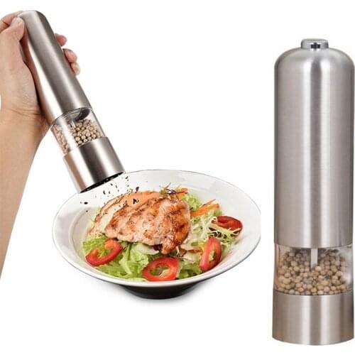 Stainless Steel Pepper Grinder Electric Kitchen Tools Salt and Pepper Mil Grinder Spice Shakers Accessories for Cooking Food