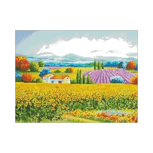 Landscape-Happy Love Needlework,For Embroidery,DIY 14CT Unprinted Arts Cross stitch kits Set Cross-Stitching Home Decor