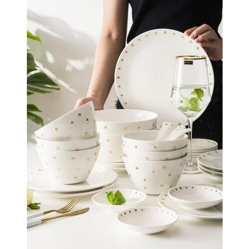 Star Bowl And Dish Set Family Tableware Creative Simple Couple Ceramic Dishes Chopsticks Dessert Plate