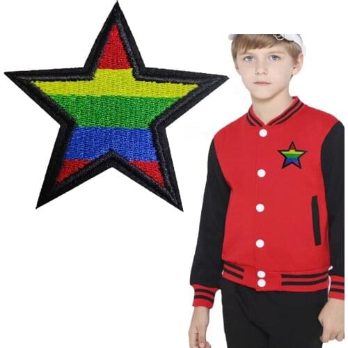 2021 New 3D Star Colorful Rainbow Embroidered Patches Iron on Embroidery Appliqued Sewing On Badge DIY Handmade Kids Hat Sticker