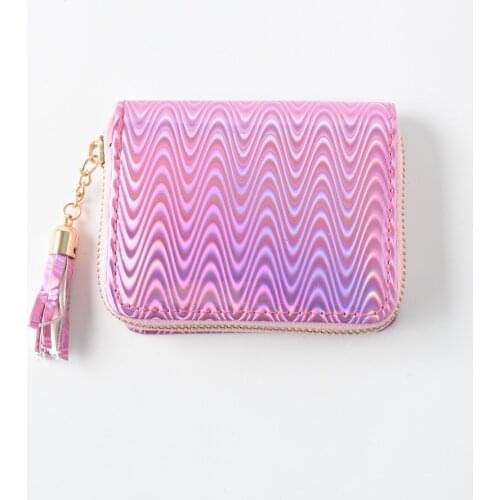 New Laser Short Women Wallet Mini Purse Portfel Holographic Small Wallet Women Zipper Coin Purse ID Card Holder Cartera Mujer