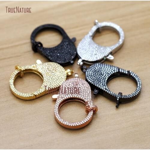 New Arrival Clear CZ Micro Pave Copper Lobster Clasp Gun Black Rose Gold Color Cute Lobster Clasp In 40*24 mm FC8848