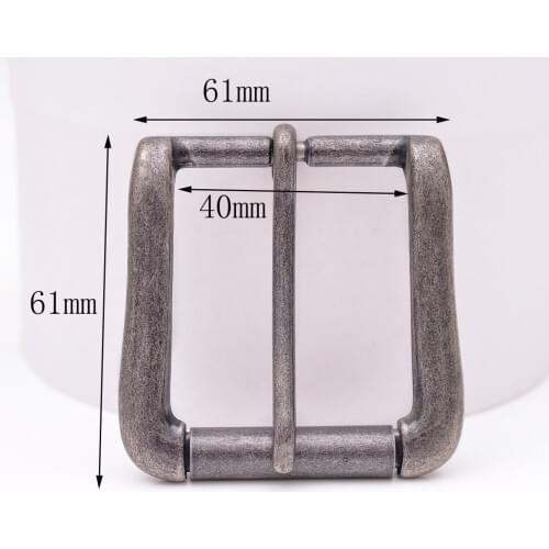 61X61MM (Inner40mm) Vingate Silver Two-Tone Heavy Square Roller Single Prong Pin Belt Buckle