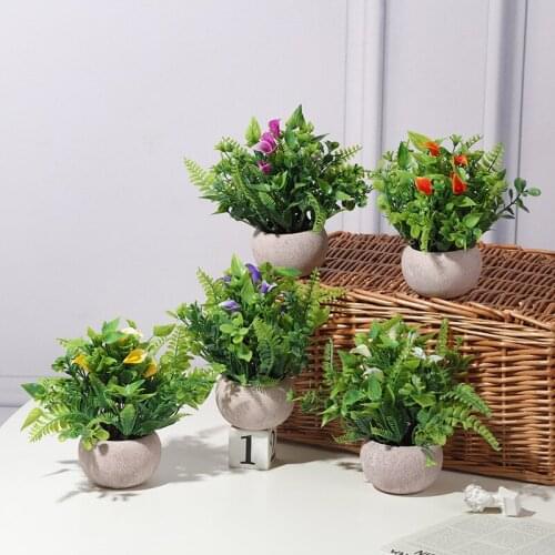 Retro Natural Degradation Pulp Pot Simulation Green Plant Horseshoe Lotus Bonsai Home Furnishing Simulation Flower Pot