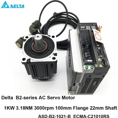1KW Delta AC Servo 3.18NM 3000rpm 17bit ASD-B2-1021-B ECMA-C21010RS ECMA-C21010SS 100MM Motor with Brake Drive Kit & 3m Cable