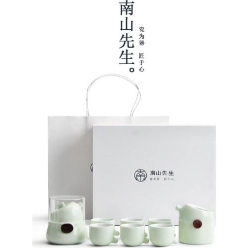 Modern Tea Set Charms Aesthetic Display Ceramic Kung Fu Tea Set Gift Box Simple GreenTetera Porcelana Teaware Sets BG50TS