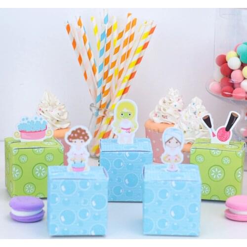 Spa Birthday Party Gift Boxes Candy Bags Treat Wrapping Decoration Baby Shower Girl Event Festival Decor Preschool Toddlers 5pcs