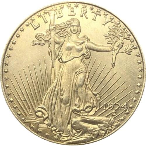United States Liberty 1924 S Twenty 20 Dollars Saint Gaudens Double Eagle With Motto In God We Trust Gold Copy Coin