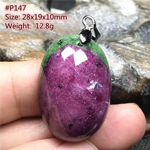 Top Natural Ruby Zoisite Tumbled Pendant Jewelry For Women Men Healing Luck 28x19x10mm Beads Crystal Stone Silver Gemstone AAAAA
