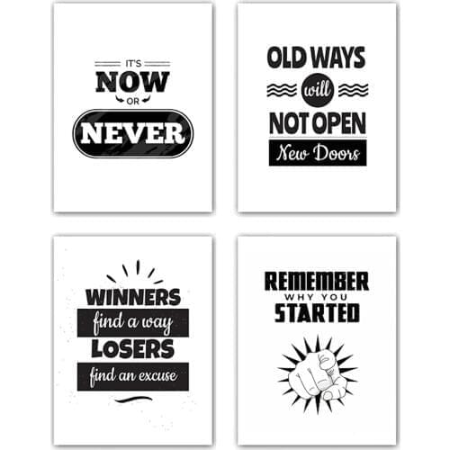 English Inspirational Poster Black and White Simple Office Classroom Home Canvas Painting Inspire Words Quotes Wall Painting