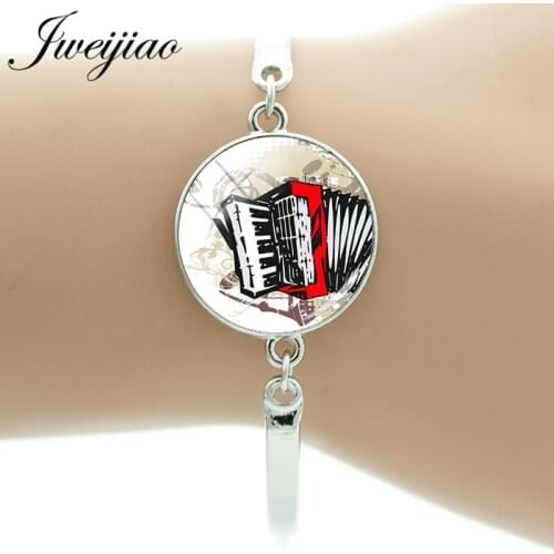JWEIJIAO Vintage Musical Instrument Bracelet Bangles Accordion Rhythm Band Musician Jewelry Gift AC03