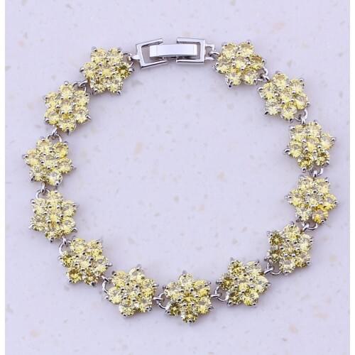 High Quality Yellow Crystal Silver Color Fashion Jewelry Charm Bracelets For Women Bridal Wedding Accessories D0074