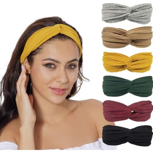2021 Women Solid Headband Turban Elastic Headwear Head Wrap Women Hair Accessories for Women Striped Hair Bands Hair Tools