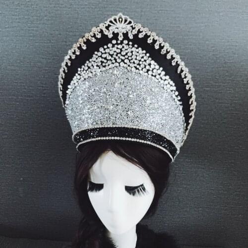 EMS beautiful crystal cap stage performance hat for women luxury crystal crown queen cosplay accessories bride hat queen crown