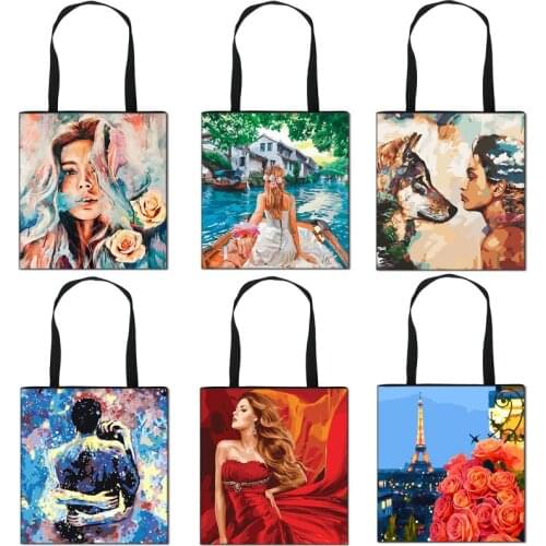 Hand In Hand With You Print Ladies Casual Tote Bag Girls Shoulder Travel Beautiful Girl Shopping Bags Gift