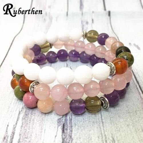 Ruberthen Women`s 7 Chakra Yoga Bracelet Set Natural Gem Stone Energy Bracelet Fashion Girl`s Gift Jewelry Drop Shipping