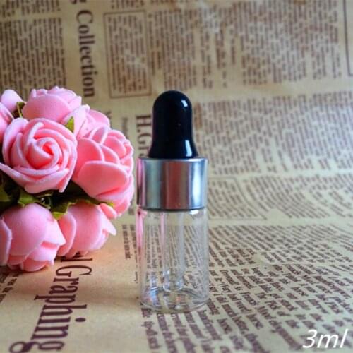 100PCS Essential Oil Glass Bottle with Dropper Pipette Clear Small Glass Comestic Bottle Botella De Aceites Dropper Bottle 3ml
