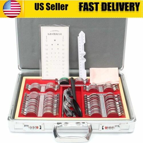 104Pcs Optometry Test Optical Lens Set Eye Test Optometry Trial Lens Metal Trim Optometry Testing Lenses Glasses Aluminium Case