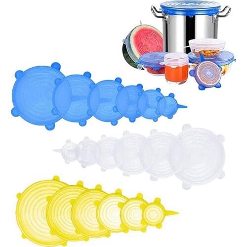 18Pack Silicone Stretch Lids, 6 Sizes Reusable Silicone Bowl Covers Apply To Food Container, For Freezer & Microwave