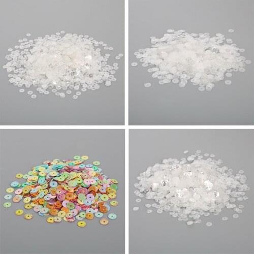 1800-4600pcs 4-6mm White AB Color Embossed Round Sequins For Crafts&Paillette Sewing Scrapbooking DIY Clothing Accessories