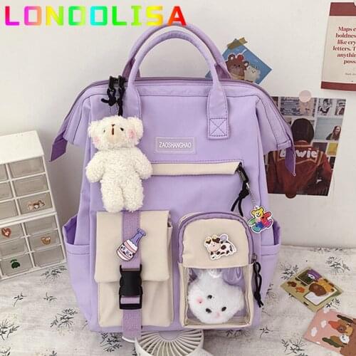 2021 Preppy Purple Backpack Women Waterproof Candy Colors Backpacks Fancy High School Bags for Teenage Girl Cute Travel Rucksack