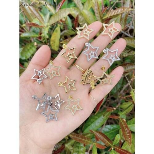 4 Pairs, Korean Crystal Star Stud Earrings For Women Fashion Star Gold Silver Color Earrings Simple Earring 2021 NEW Jewelry