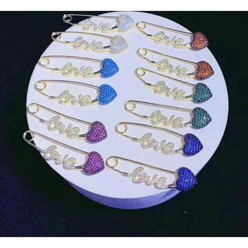 6Pcs Fashion Rainbow CZ Micro Pave Charm Pin Brooch /Earring