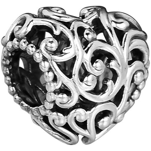 CKK Regal Heart Beads Charms 925 Sterling Silver Jewelry Fits Original Bracelet Necklace Kralen Berloque Perles