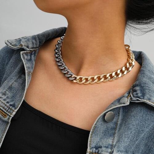 Goth Gold/Silver Color Chain Necklace For Women Punk Collares Simple Design One Piece Choker Necklace