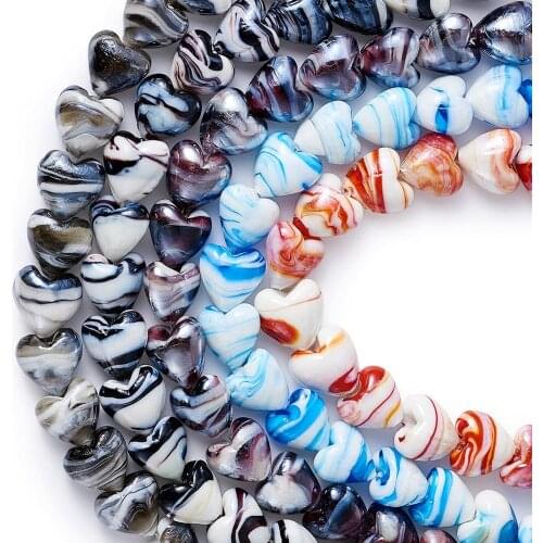 100pcs Colorful Heart Shape Handmade Lampwork Beads for Jewelry Making DIY Bracelet and Necklace 20x20mm Hole: 2mm