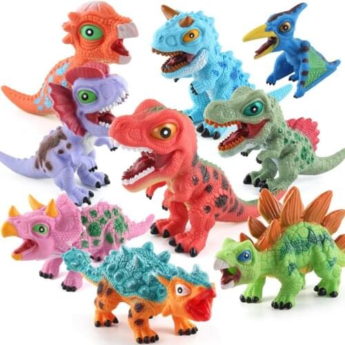Childrens Cute Large Soft Rubber Dinosaur Toy Set Simulation Animal Small Dinosaur Tyrannosaurus Model Small Child Boy Toy